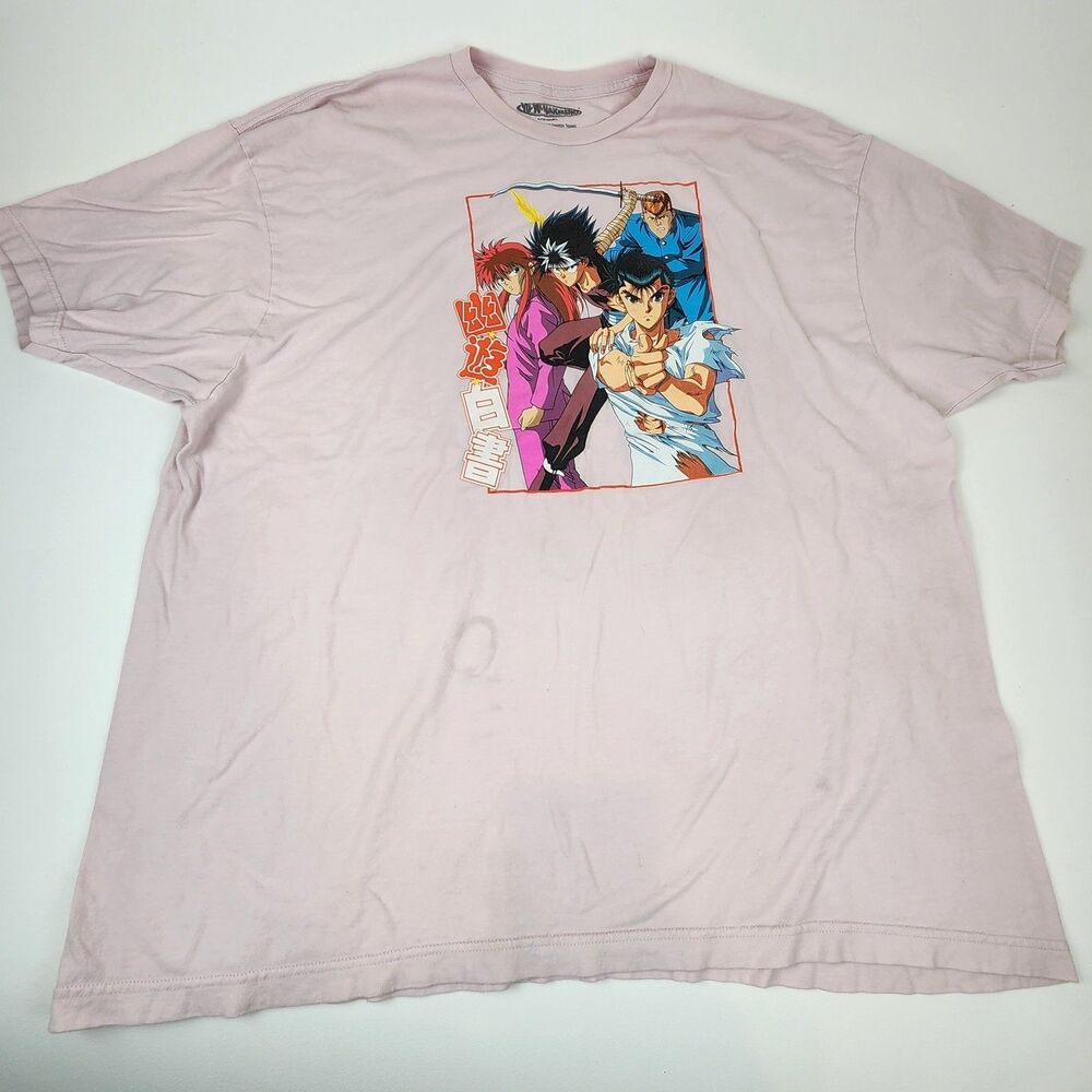 Yu Yu Hakusho Anime Graphic T Shirt Mens 3XL Pink Yusuke Kuwabara Hiei Kurama